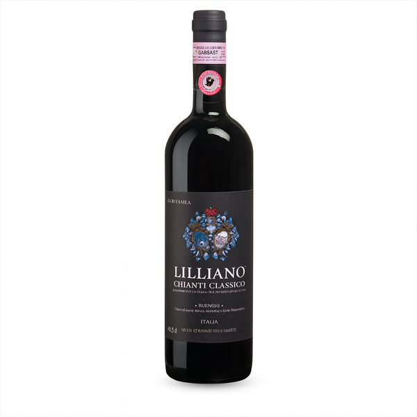 bottle off 'Lilliano Chianti Classico' on a white background