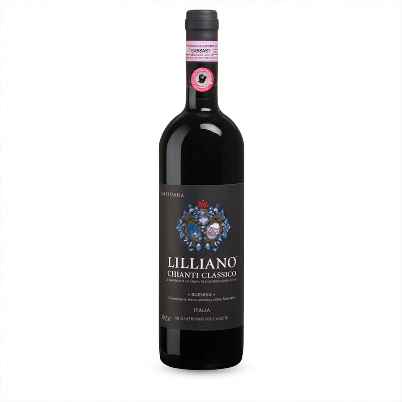 bottle off 'Lilliano Chianti Classico' on a white background